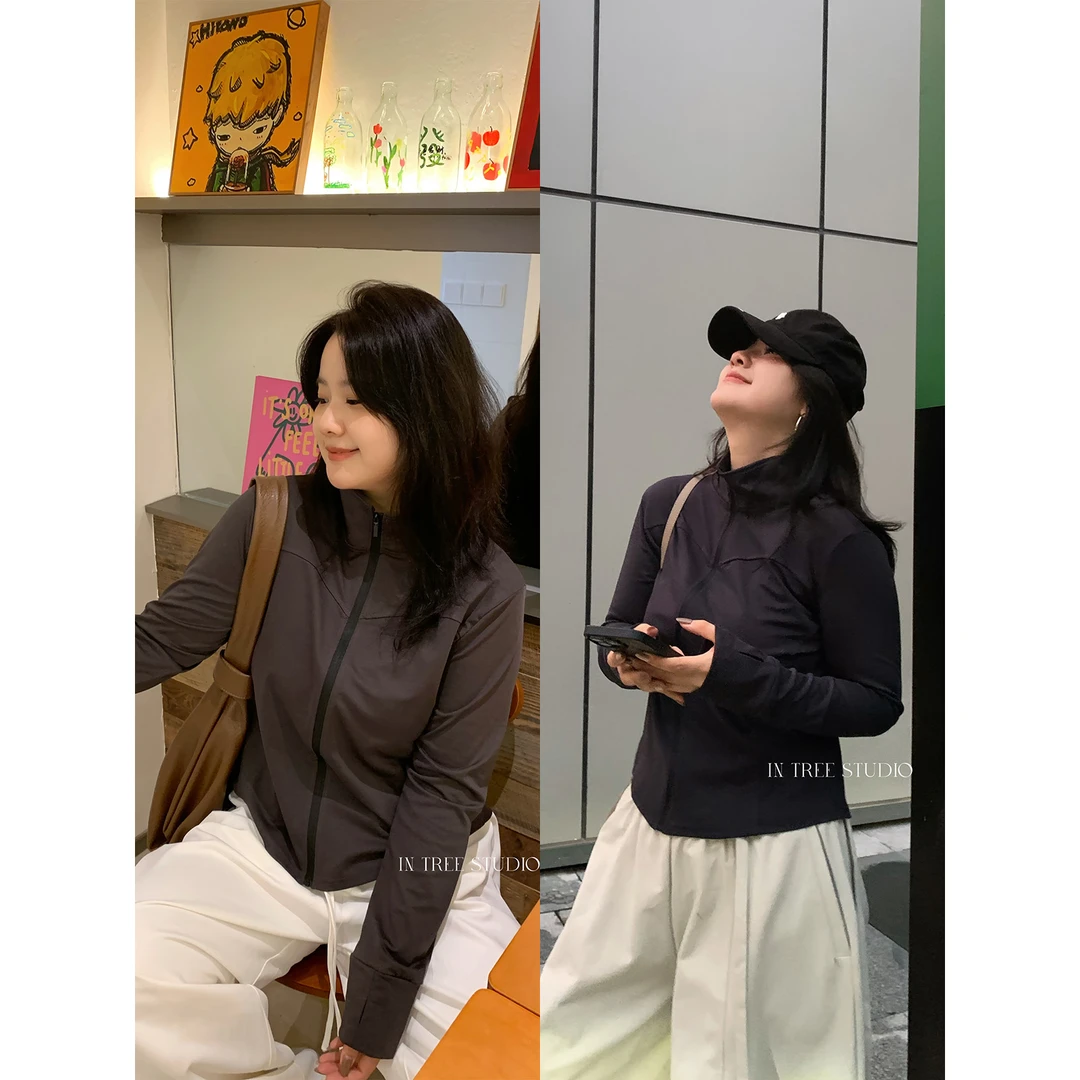 InTree张桶桶【显瘦天菜】lu系瑜伽修身立领外套ST78205