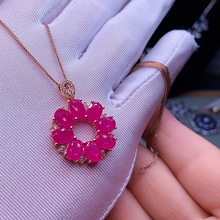 颈饰银S925镶嵌红宝石