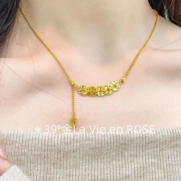 铜合金项链 【碎碎冰钱币】项链钱多多锁骨链百搭绝美气质