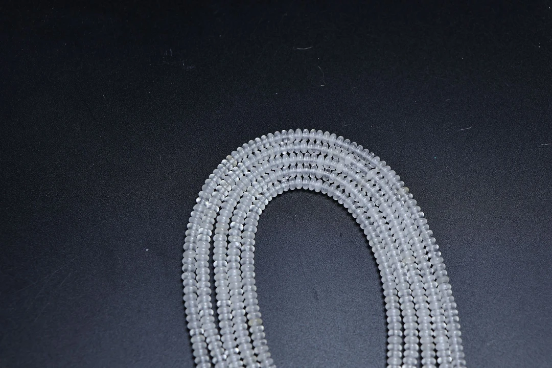 天然4mm左右带棉白水晶算盘珠长度38cm左右散珠半成品可DIY当配珠