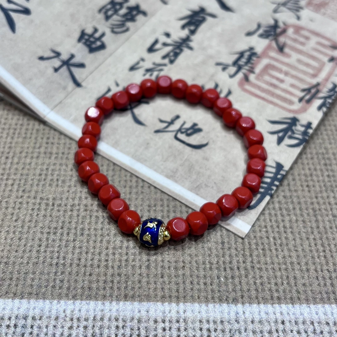 含辰砂工艺品卡5.5mm 天圆地方水飞砂手串