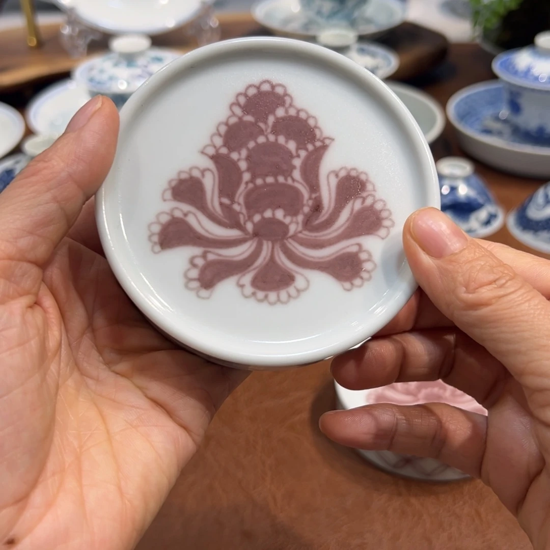 盖置全红牡丹盖置纯手工