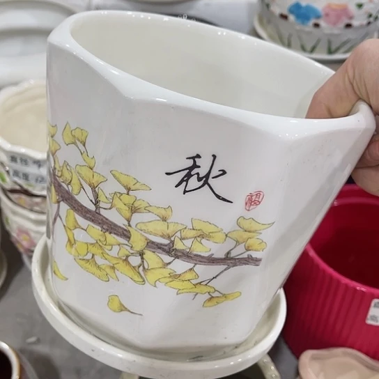 多肉绿植陶瓷花盆9.9包邮，有孔