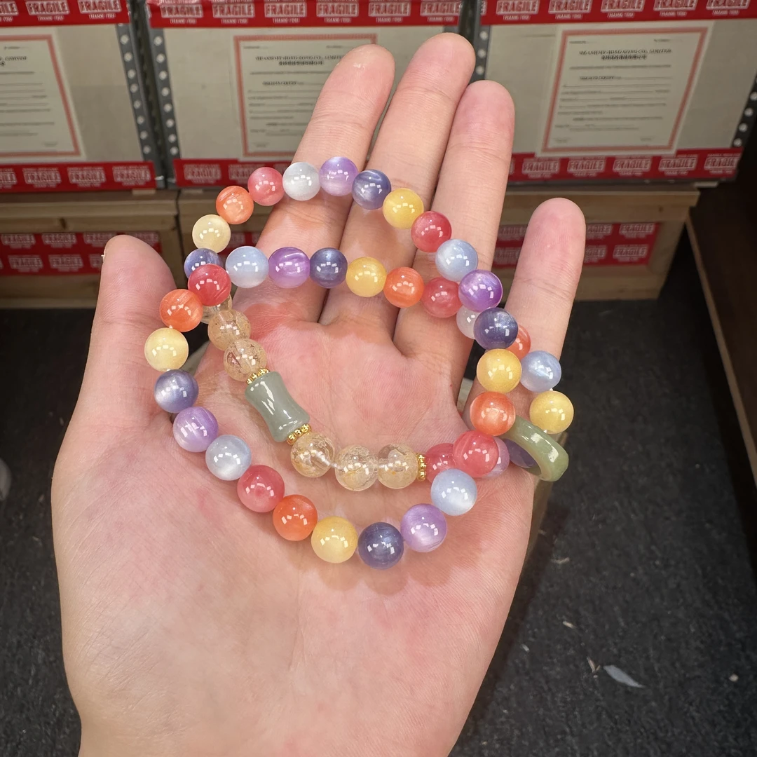 手链 海云母变色七彩双圈带跑环MK1004