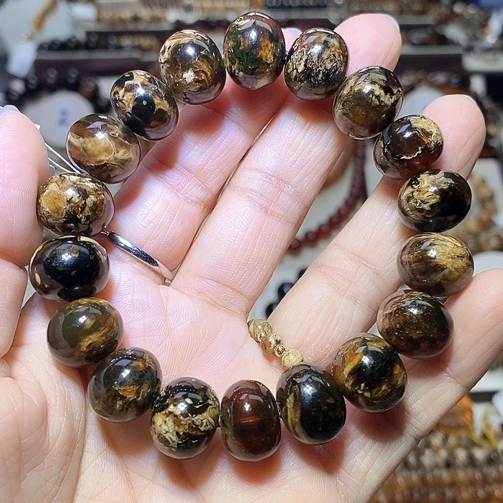 琥珀未镶嵌裸石熊猫花14m