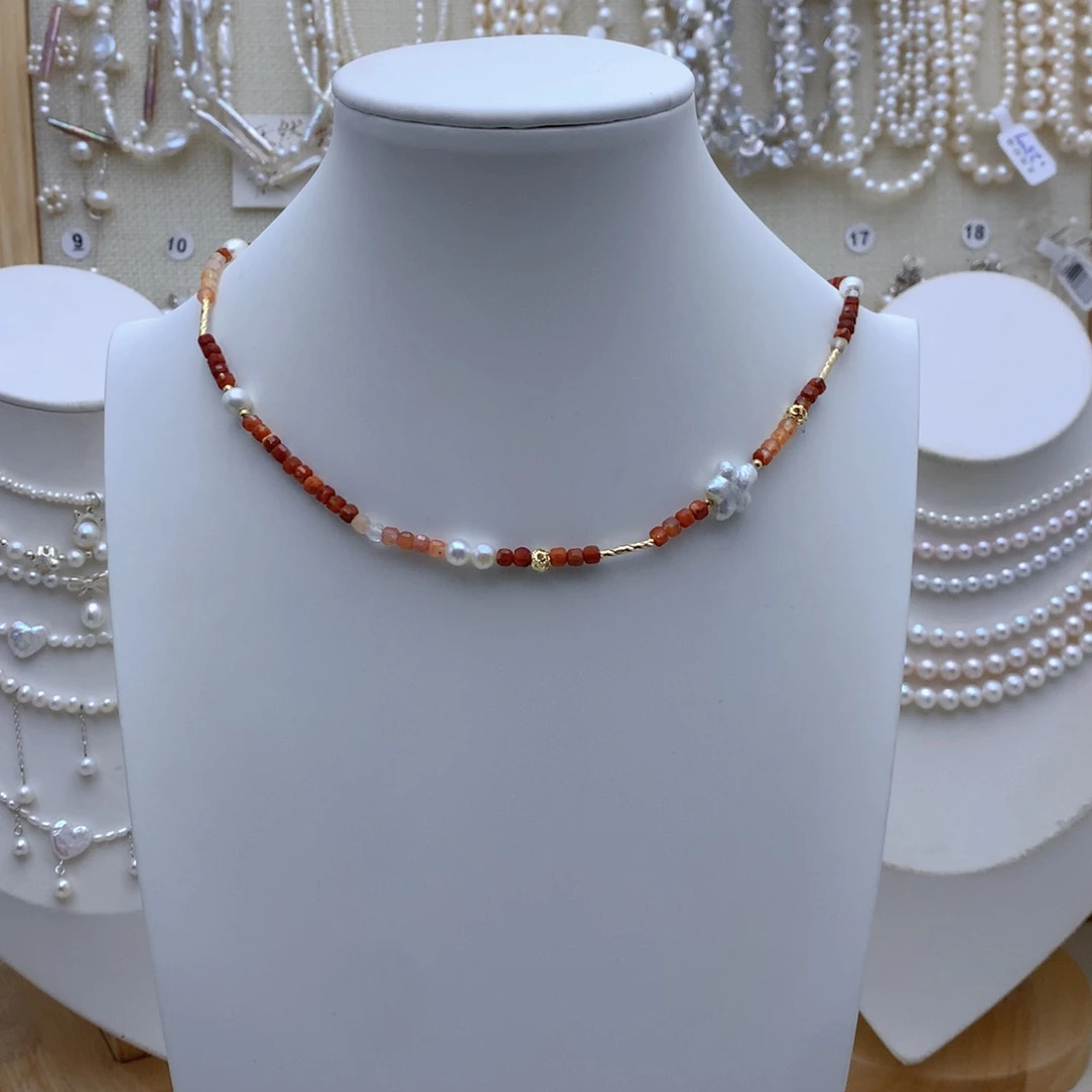 淡水珍珠银S925镶嵌颈饰