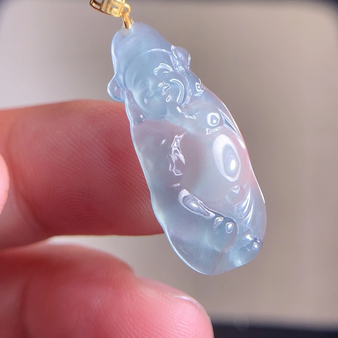 项链18K金镶嵌翡翠天然A货翡翠