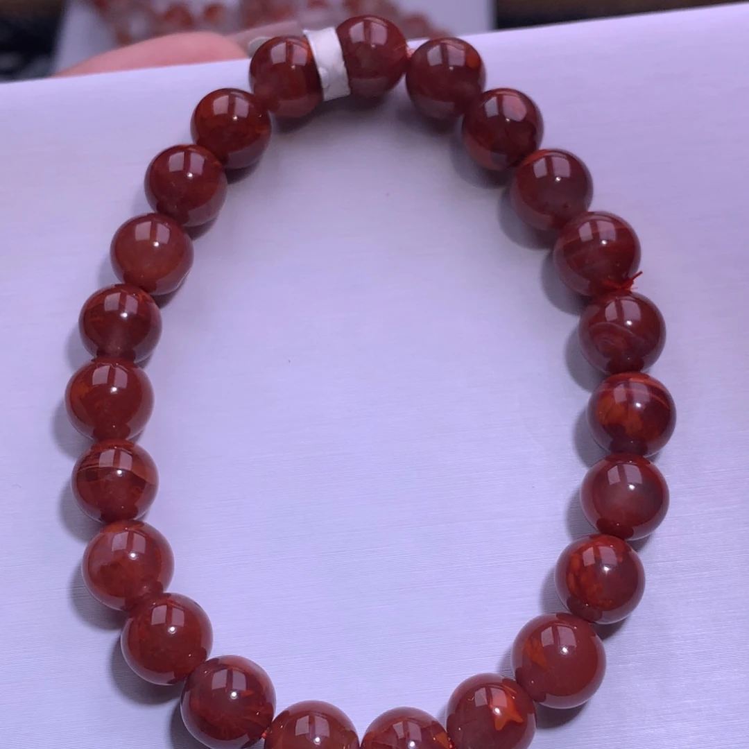 南红玛瑙未镶嵌珠宝半成品牛血红手串