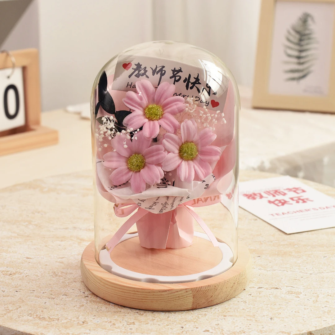 教师节送老师干花小花束毕业礼物仿真花香皂花生日向日葵玫瑰花束