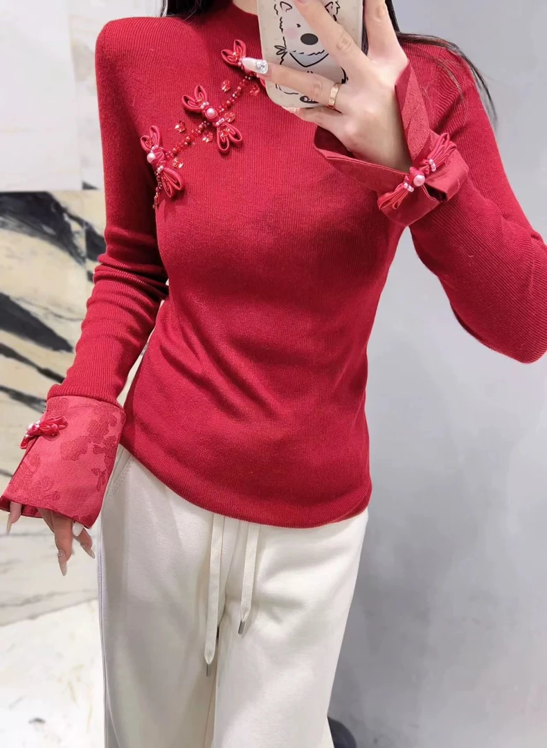 3370新国潮国风斜边上素净上衣