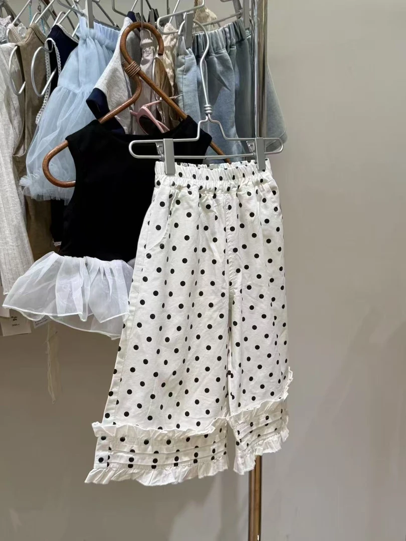 YTJJ·25夏~波点木耳边八分裤25370
