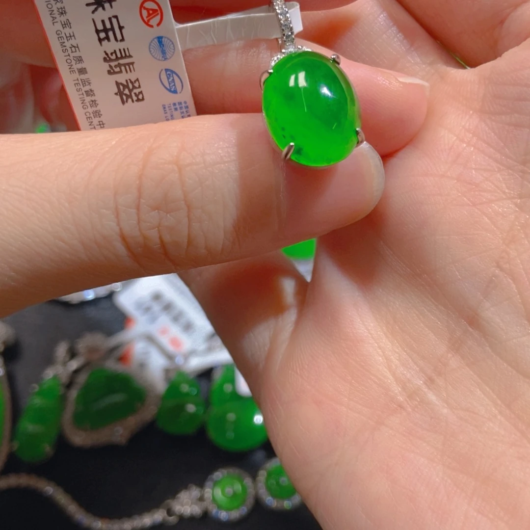 翡翠银S925镶嵌吊坠(不含链)