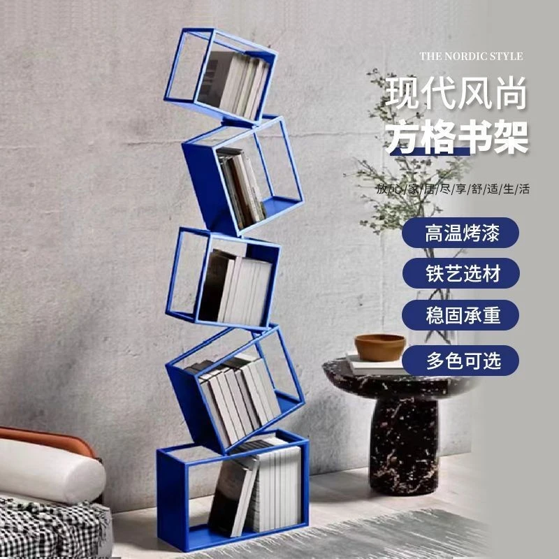 异形网红转角立式书架落地置物架子简约客厅铁艺角落书架家居装饰