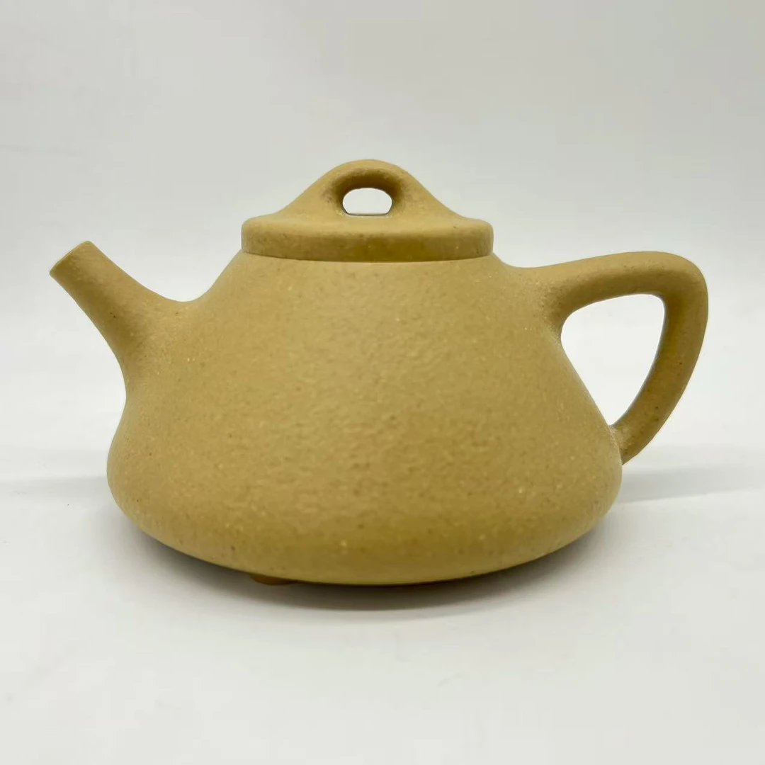 宜兴紫砂梨皮绿子冶石瓢160cc纯手工精美石瓢壶