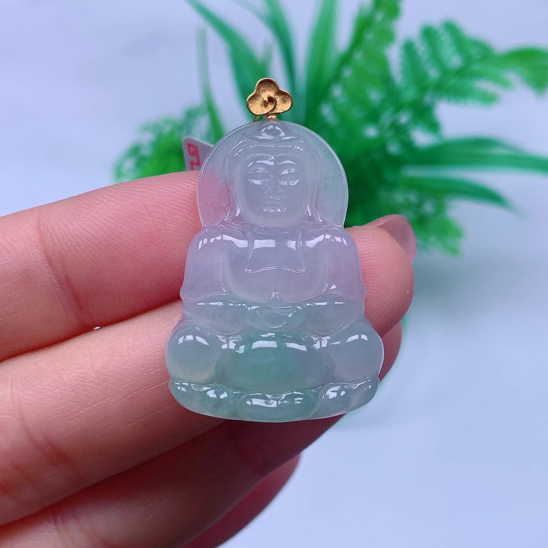 缅甸天然A货翡翠，冰晴观音 编号107/210尺寸32.2-23.3-3.8