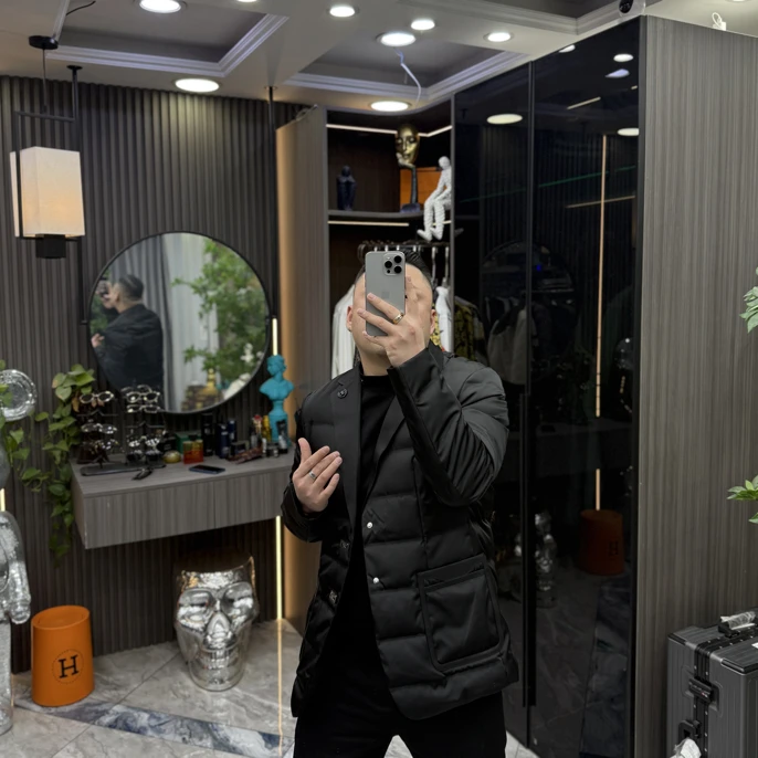 【三叔·顶奢】时尚高定男士拼接商务可拆卸领休闲羽绒西服外套88621