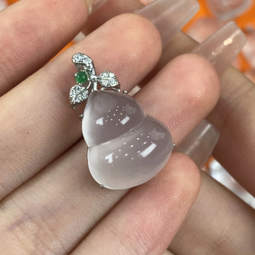 银S925镀金镶嵌吊坠石英质玉