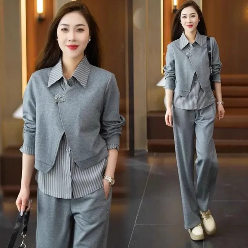 设计感休闲长裤套装女2025春季新款显瘦洋气遮肚子时尚减龄两件套