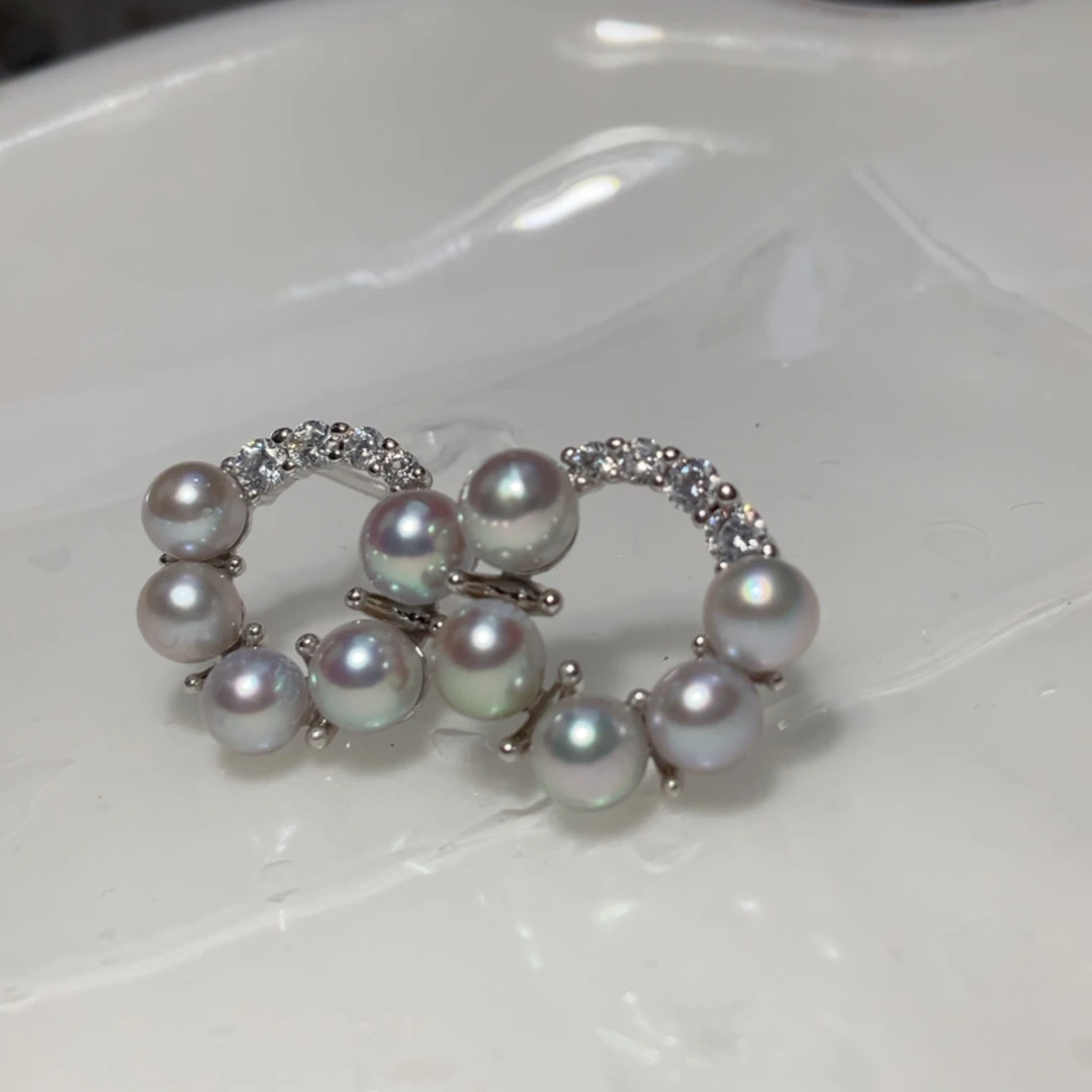 银S925镶嵌耳饰海水珍珠