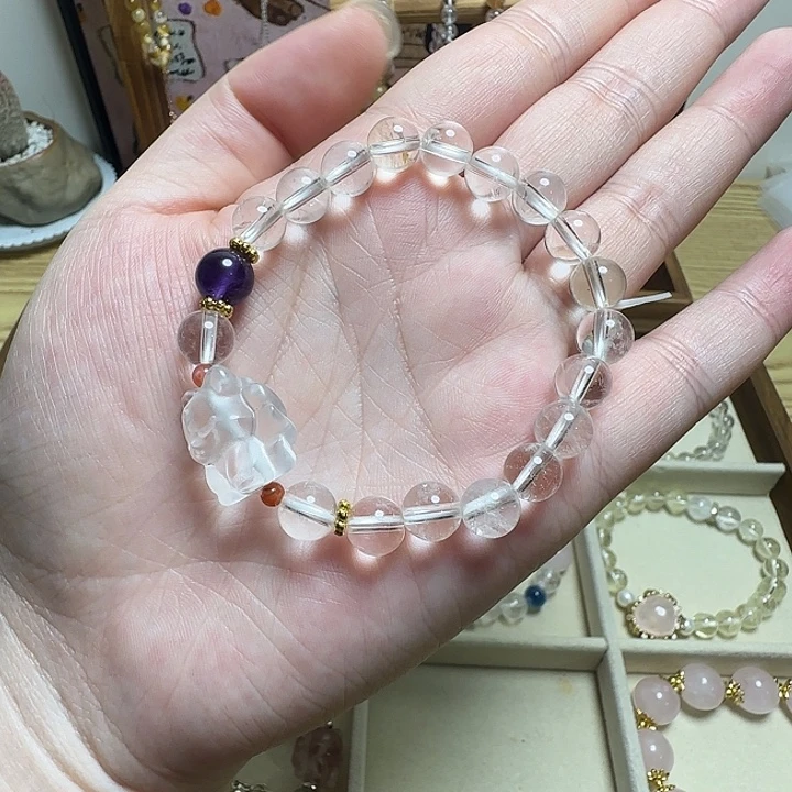 合金手链水晶纯天然白水晶手链