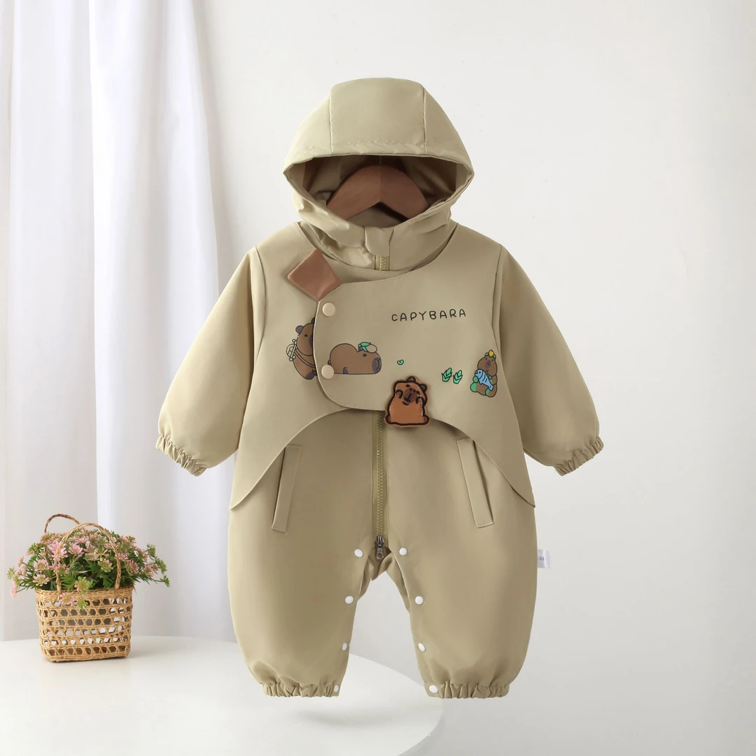 宝宝秋装可爱连体衣洋气冲锋衣婴儿衣服春秋新款超萌秋季长袖外出