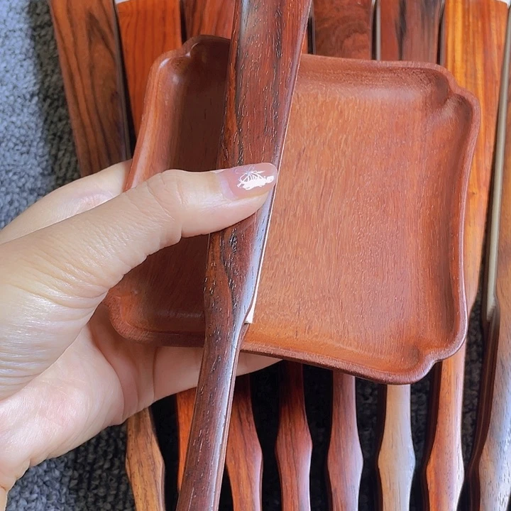 木大红酸枝折扇缅花茶盘