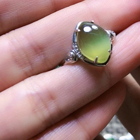 和田玉戒指银S925镶嵌