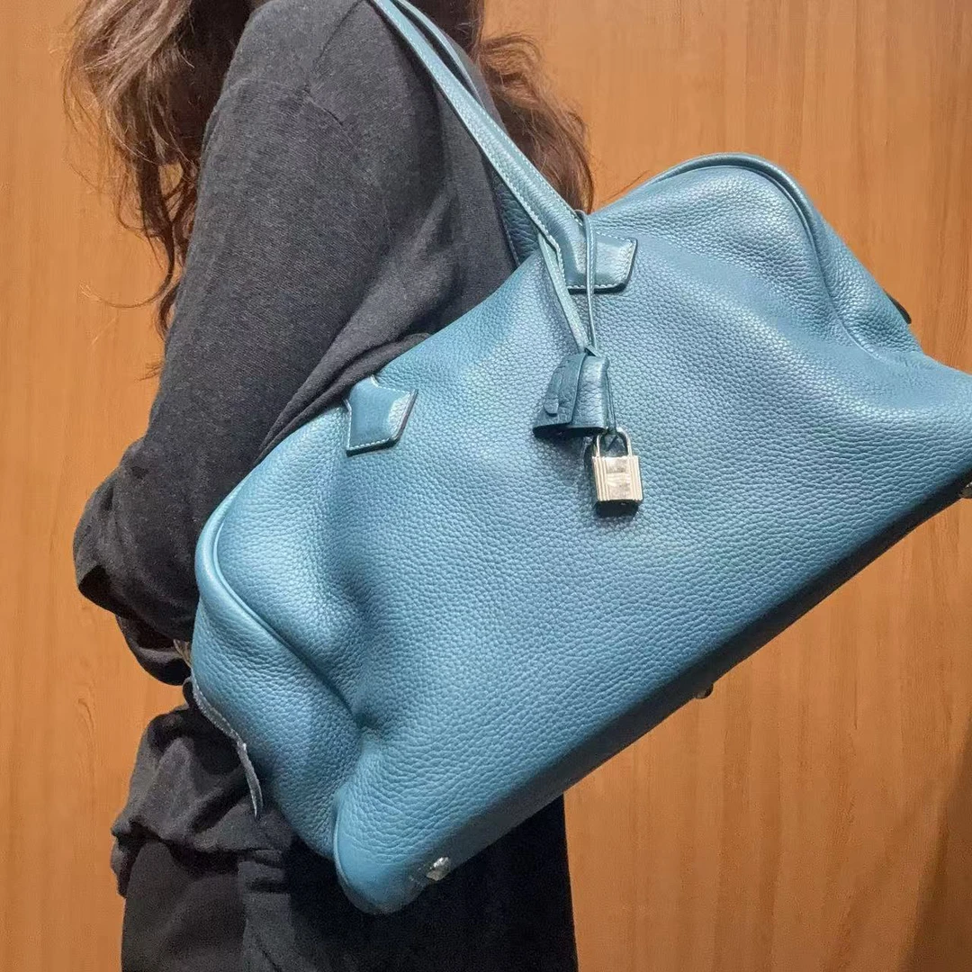 95新 Hermes/爱马仕 【蕾】 9FK021 牛仔蓝维多利亚包