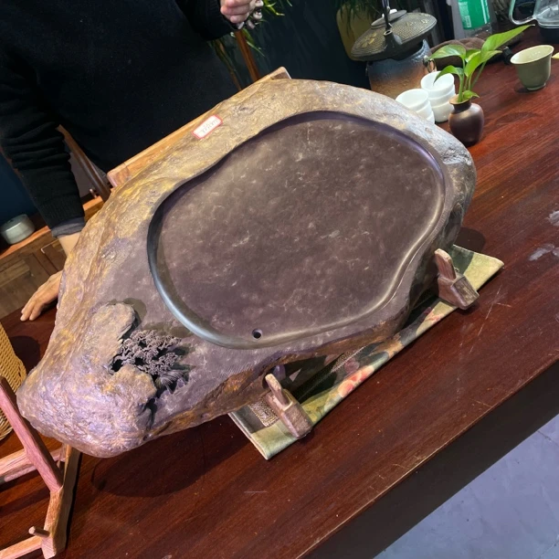 端砚石手工雕刻茶盘尺寸62/36/8