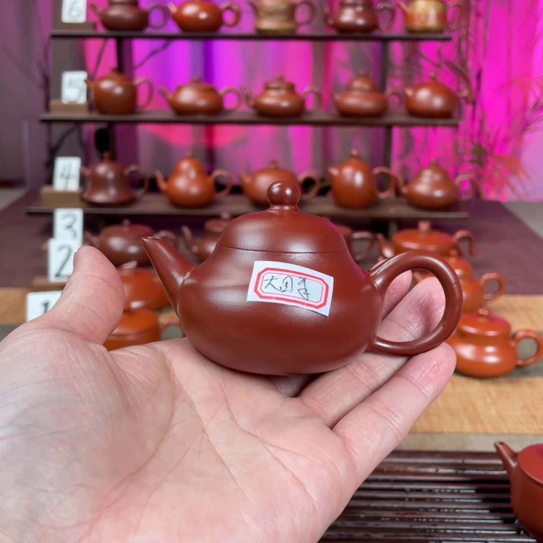 大***十茶壶紫砂朱泥梨壶两杯