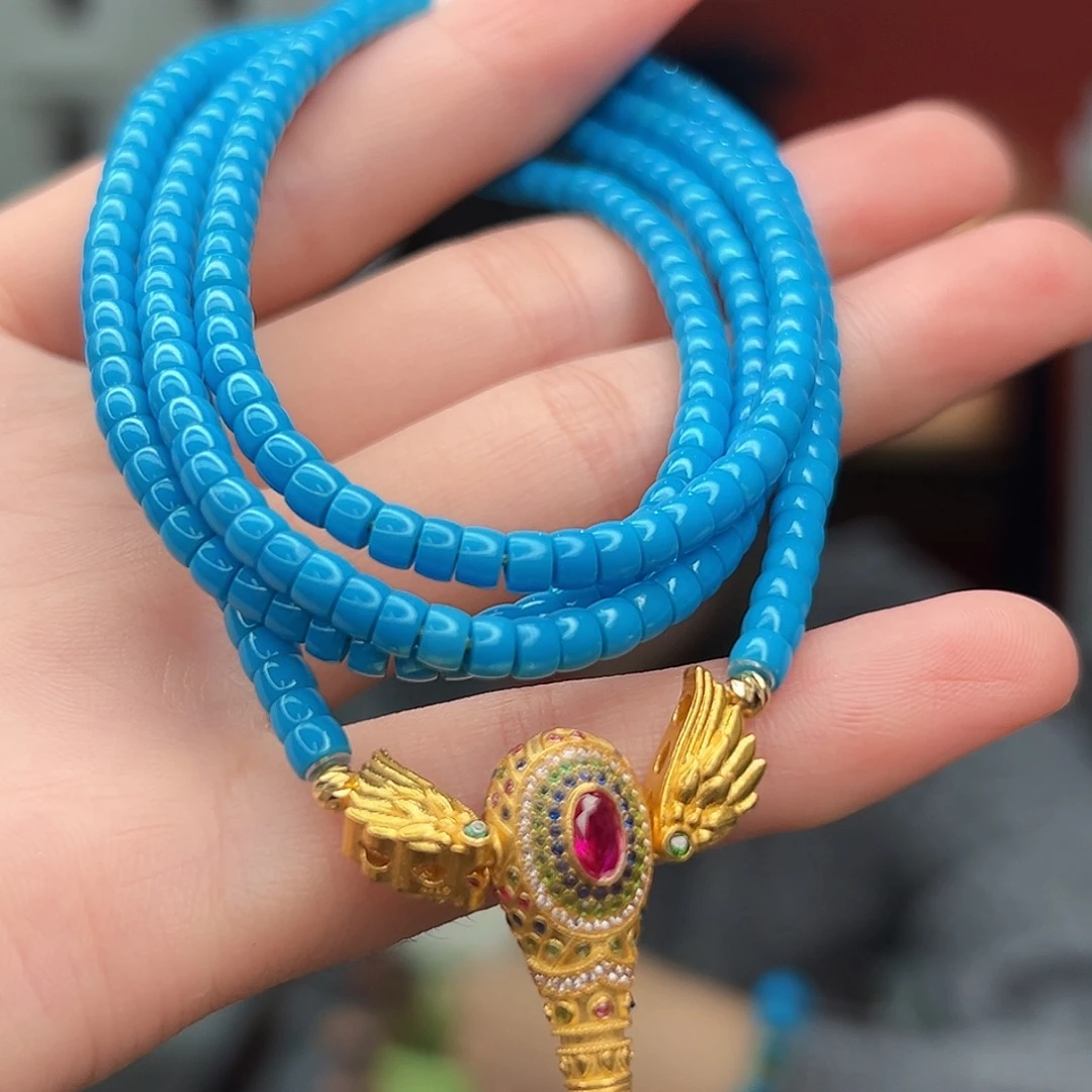 绿松石18K金镶嵌珠宝奇石