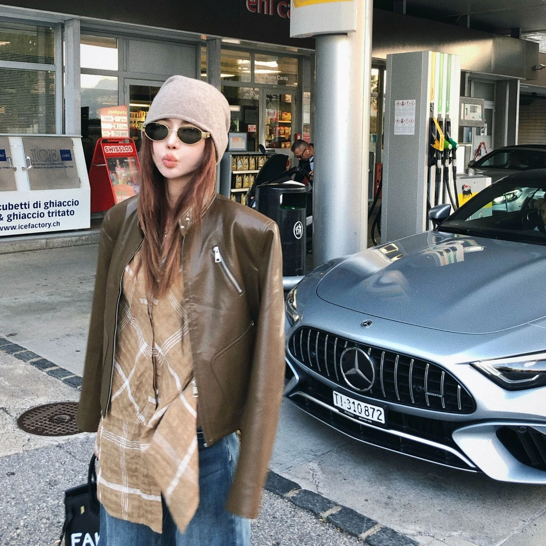 婉君【年度皮衣】春秋季韩系宽松小众设计感皮衣外套LWJ25C3C2042