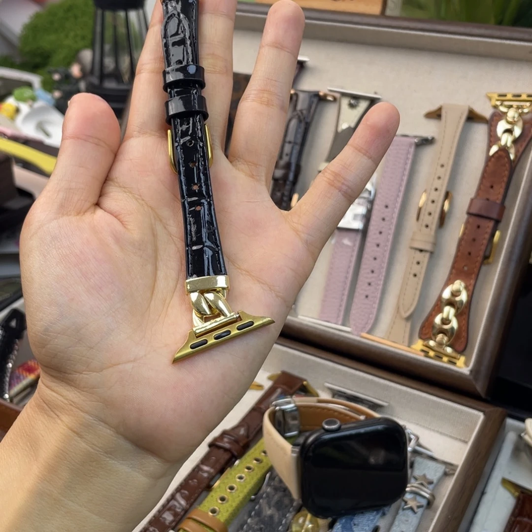 石英石纯铜古巴链真皮