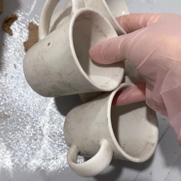 瓷片磁州窑白瓷茶杯四个约150ml