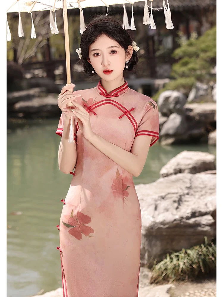 红色旗袍新款2025女夏季民国风中考高考送考年轻款改良日常小个子