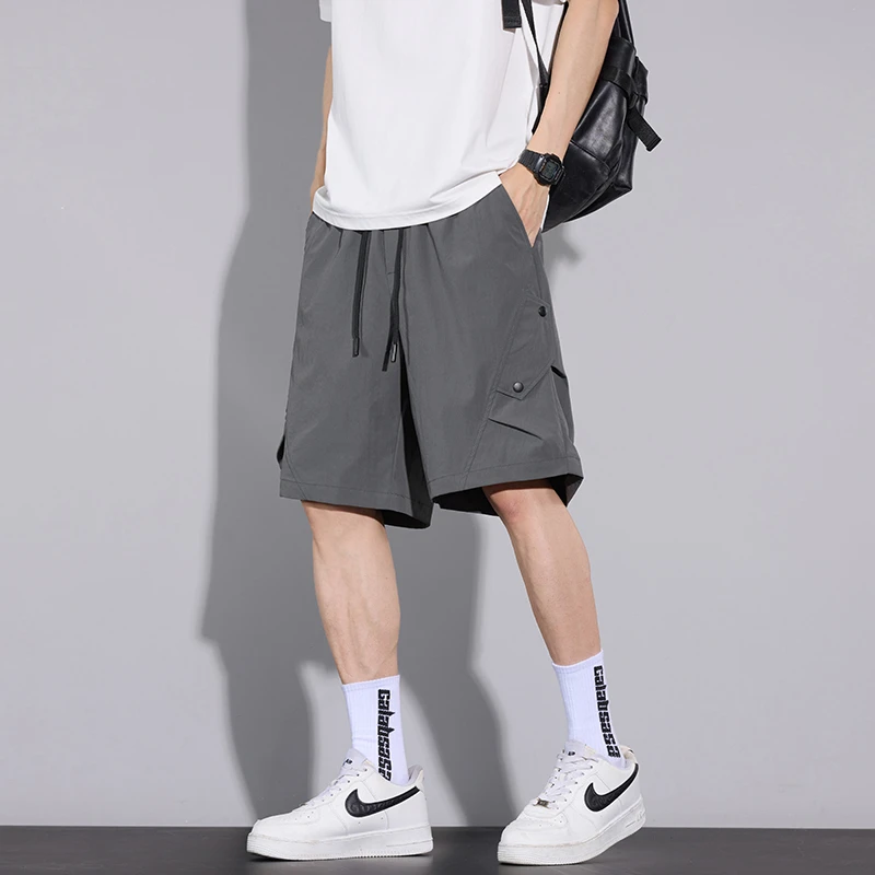 冲锋工装短裤男夏外穿宽松美式解构拼接夏季薄款冰丝速干五分中裤
