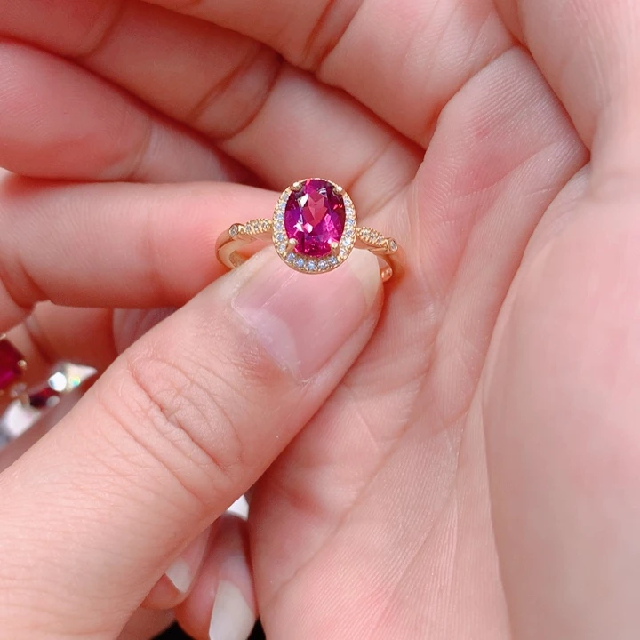 石榴石戒指银S925镶嵌6✖️8