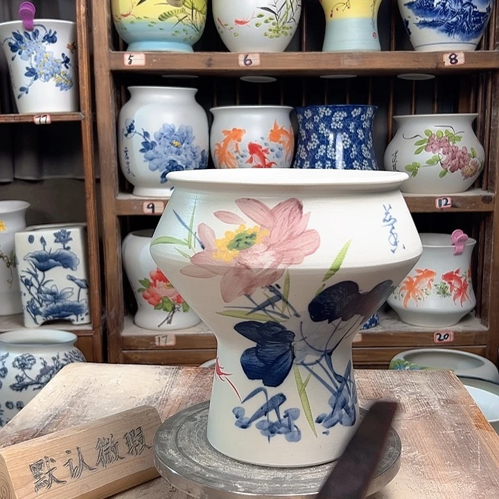 陶高脚荷花陶瓷陶瓷陶瓷陶瓷