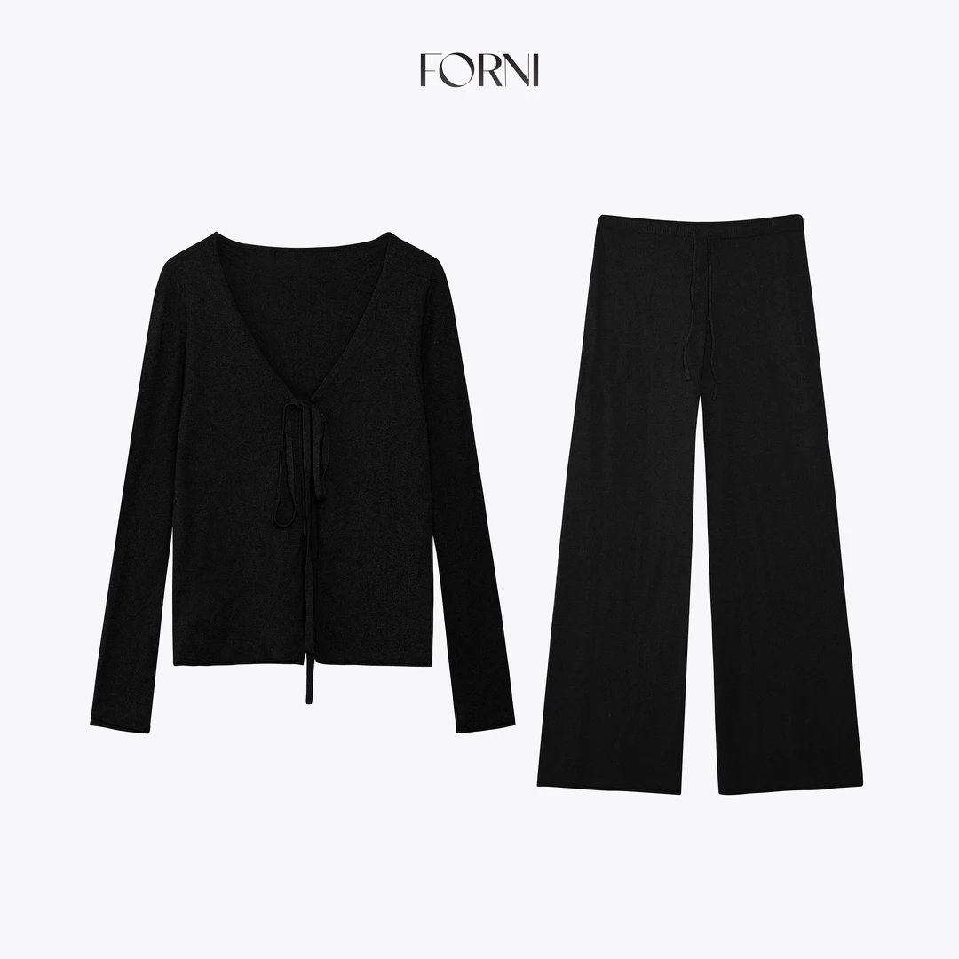 FORNI  溜达套装 细支长绒棉休闲V领糯米裤套装