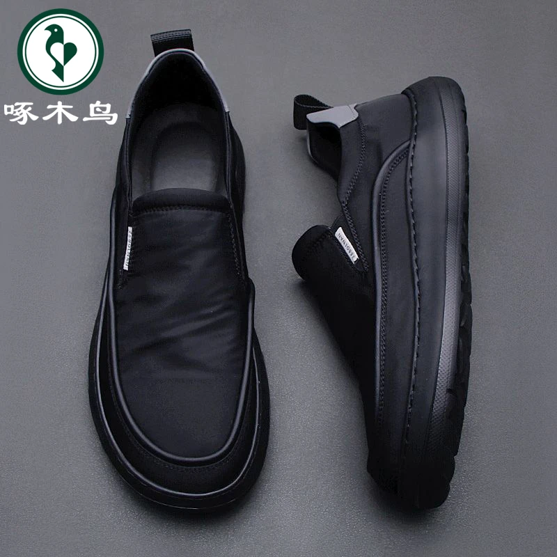 啄木鸟男鞋秋季男士帆布鞋子男款开车鞋老北京布鞋软底一脚蹬布鞋