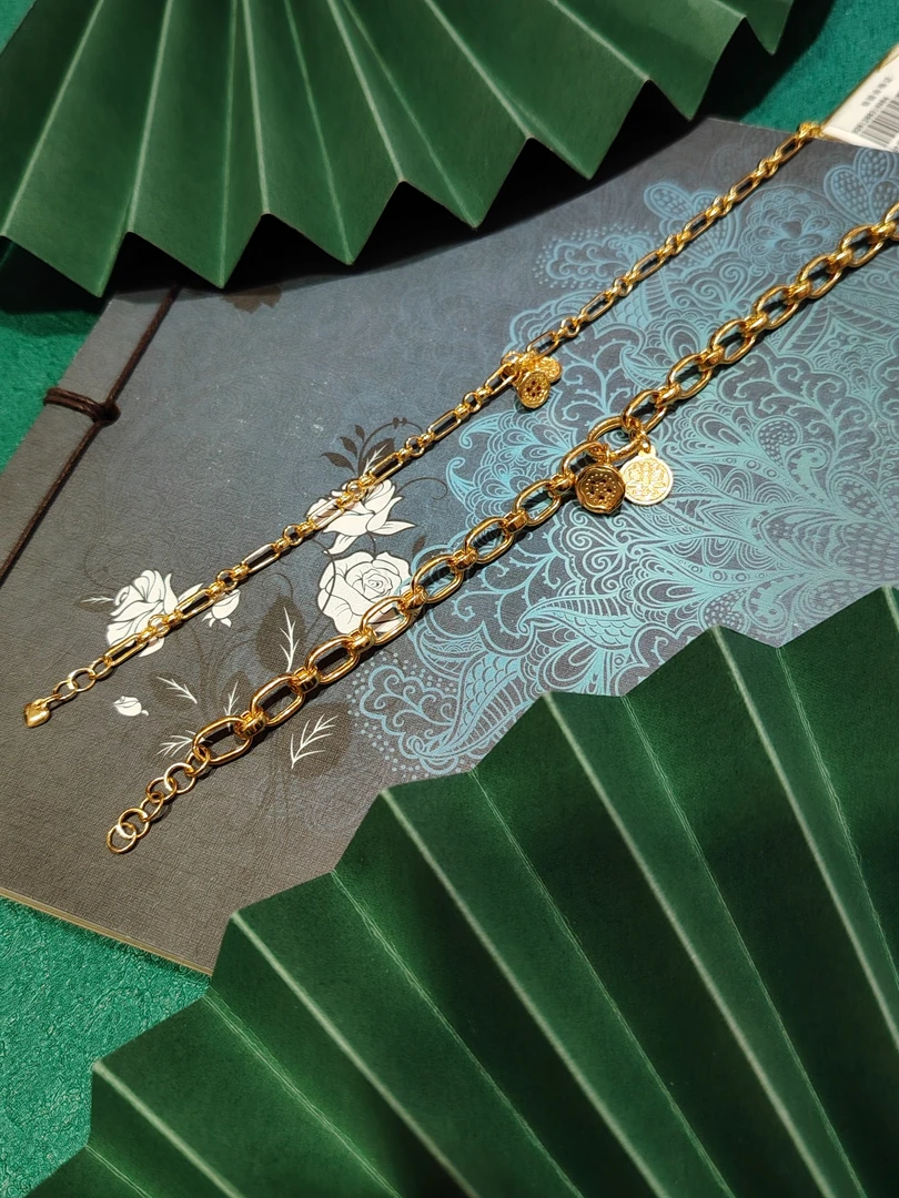 足金999莲花莲蓬两世欢环环相扣手链女士时尚手链轻奢百搭