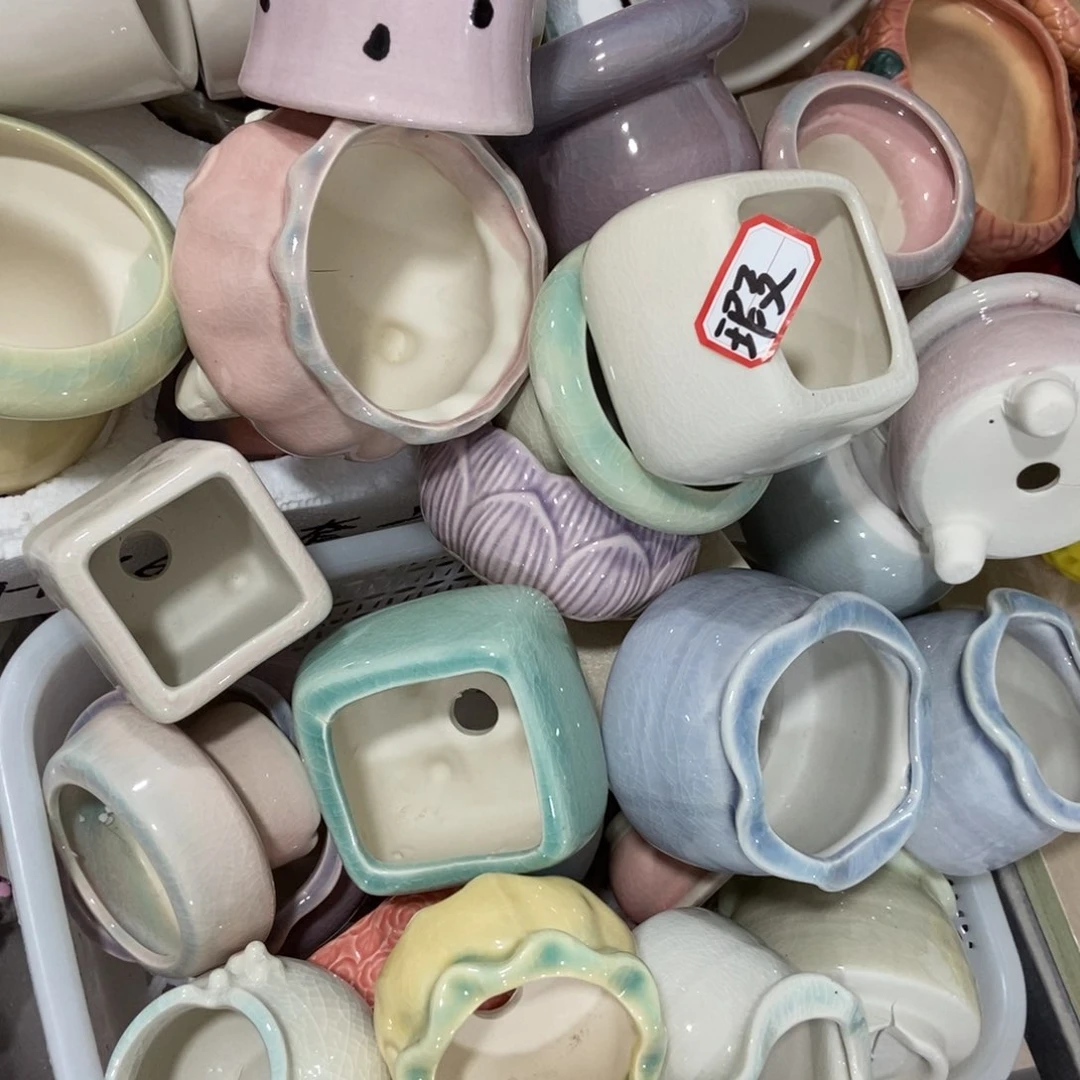 红陶高温陶瓷花盆满12米包邮随机瑕疵四个