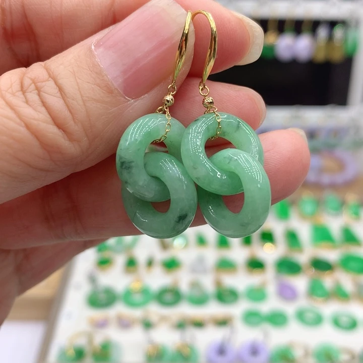 翡翠18K金镶嵌耳饰