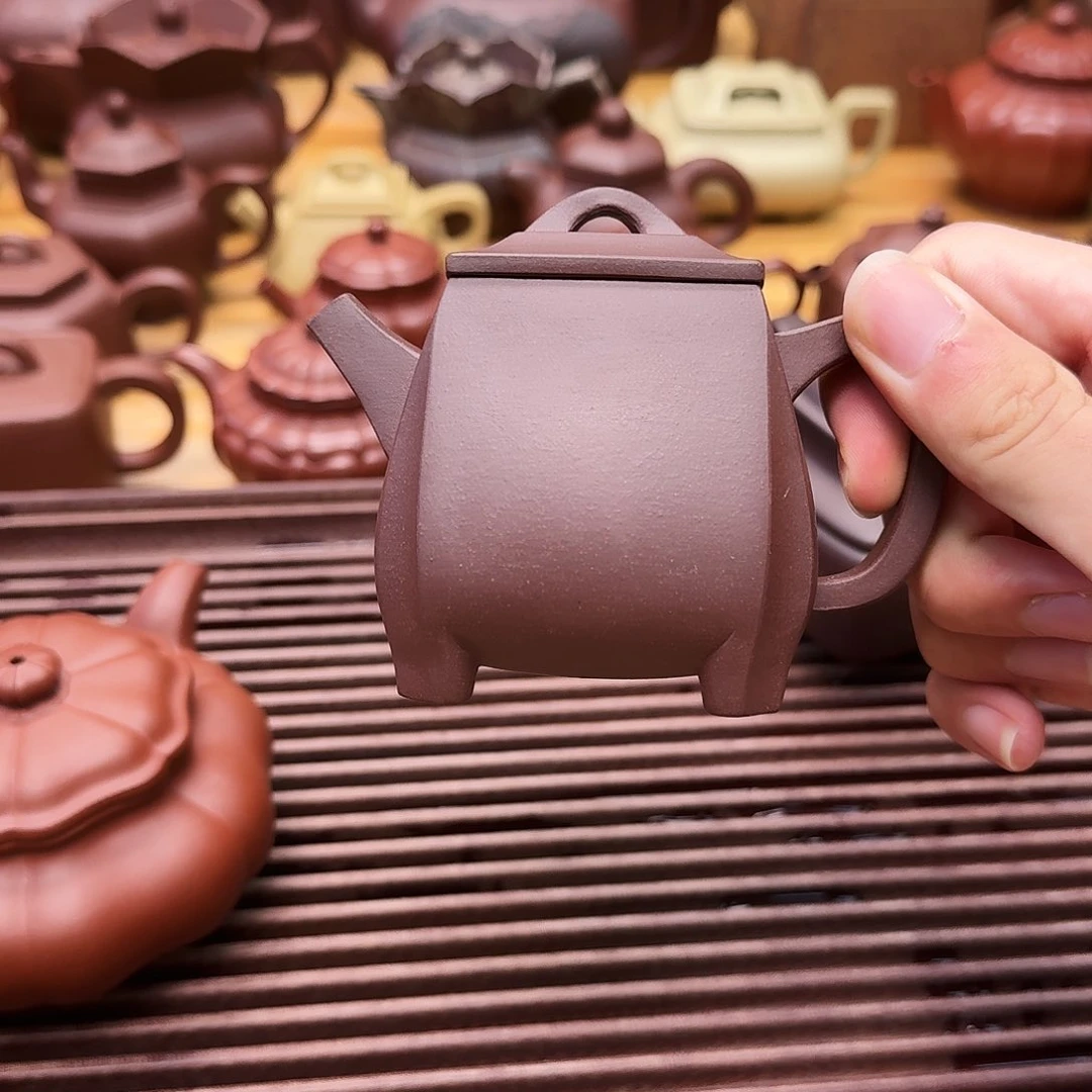 茶壶紫砂紫砂壶高四方抽角石瓢150cc