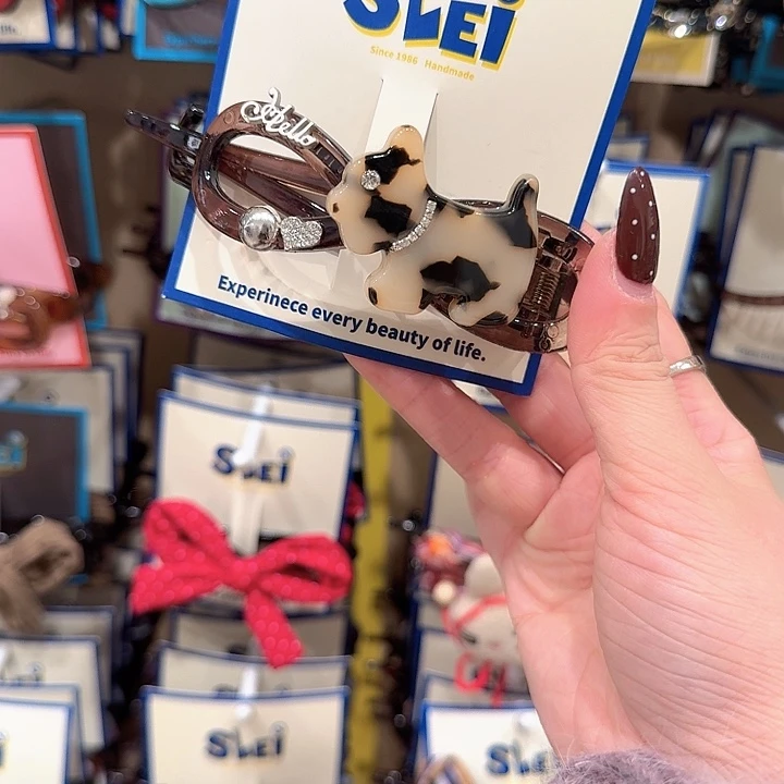 豹纹狗醋酸扭扭夹