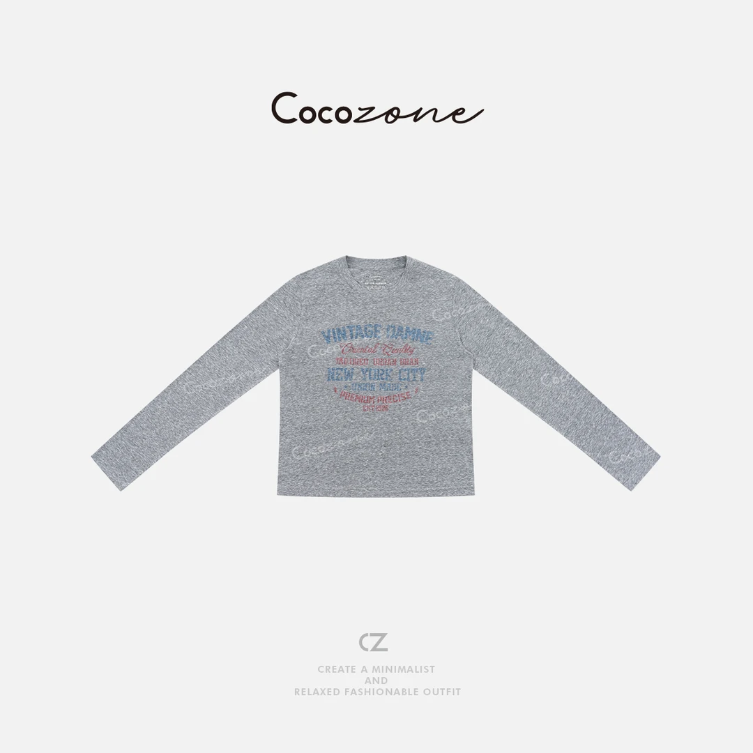 COCO ZONE 刘一一 "美式T"街头风廓形舒适感长袖T恤 CD1A1155