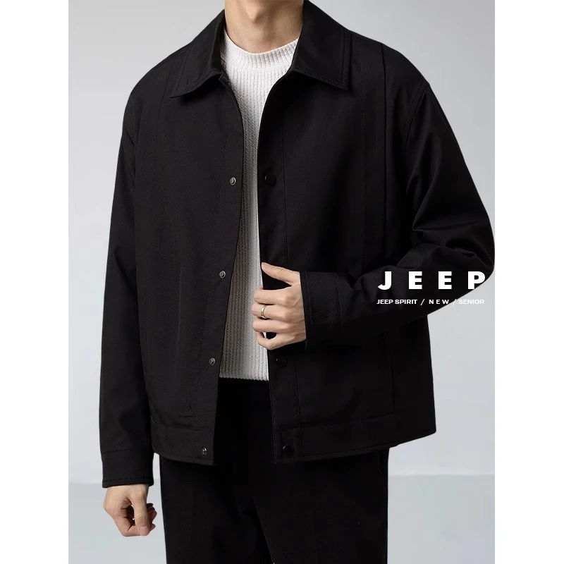 吉普男装高级感翻领行政夹克男2025年春秋季新款休闲潮流短款外套