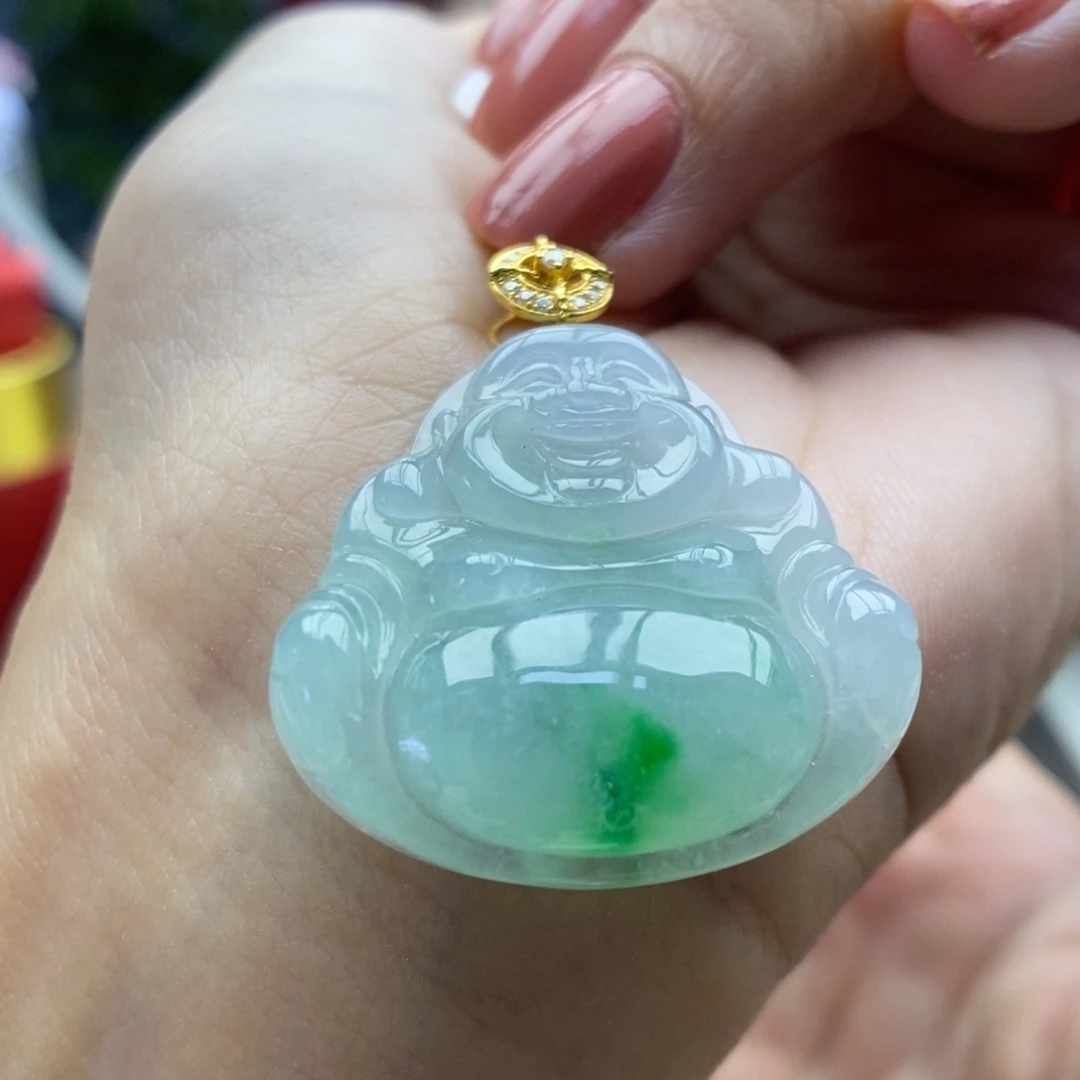 翡翠18K金镶嵌颈饰吊坠27