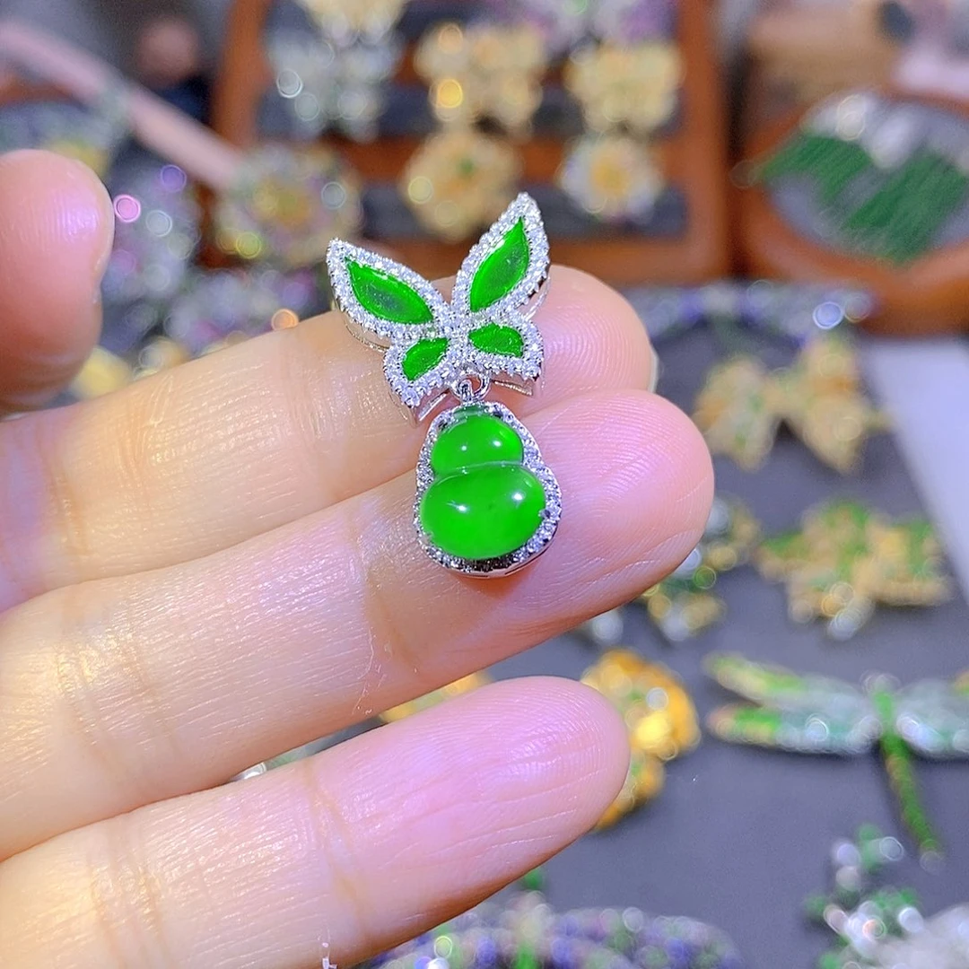 颈饰银S925镶嵌翡翠