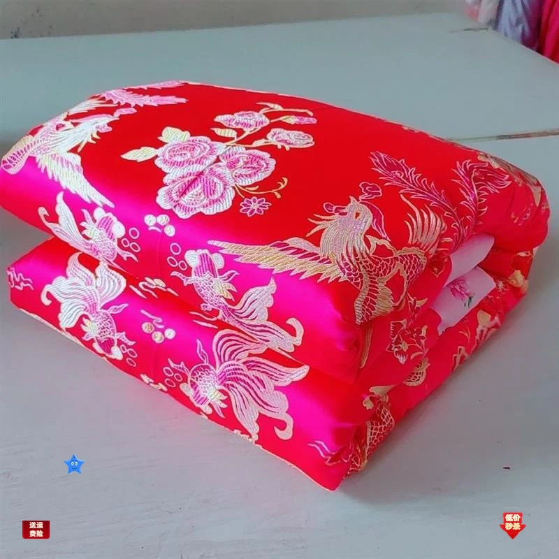 亲肤棉花绸缎被子织锦彩锻被面老式加厚薄款高档喜被怀旧传统婚庆
